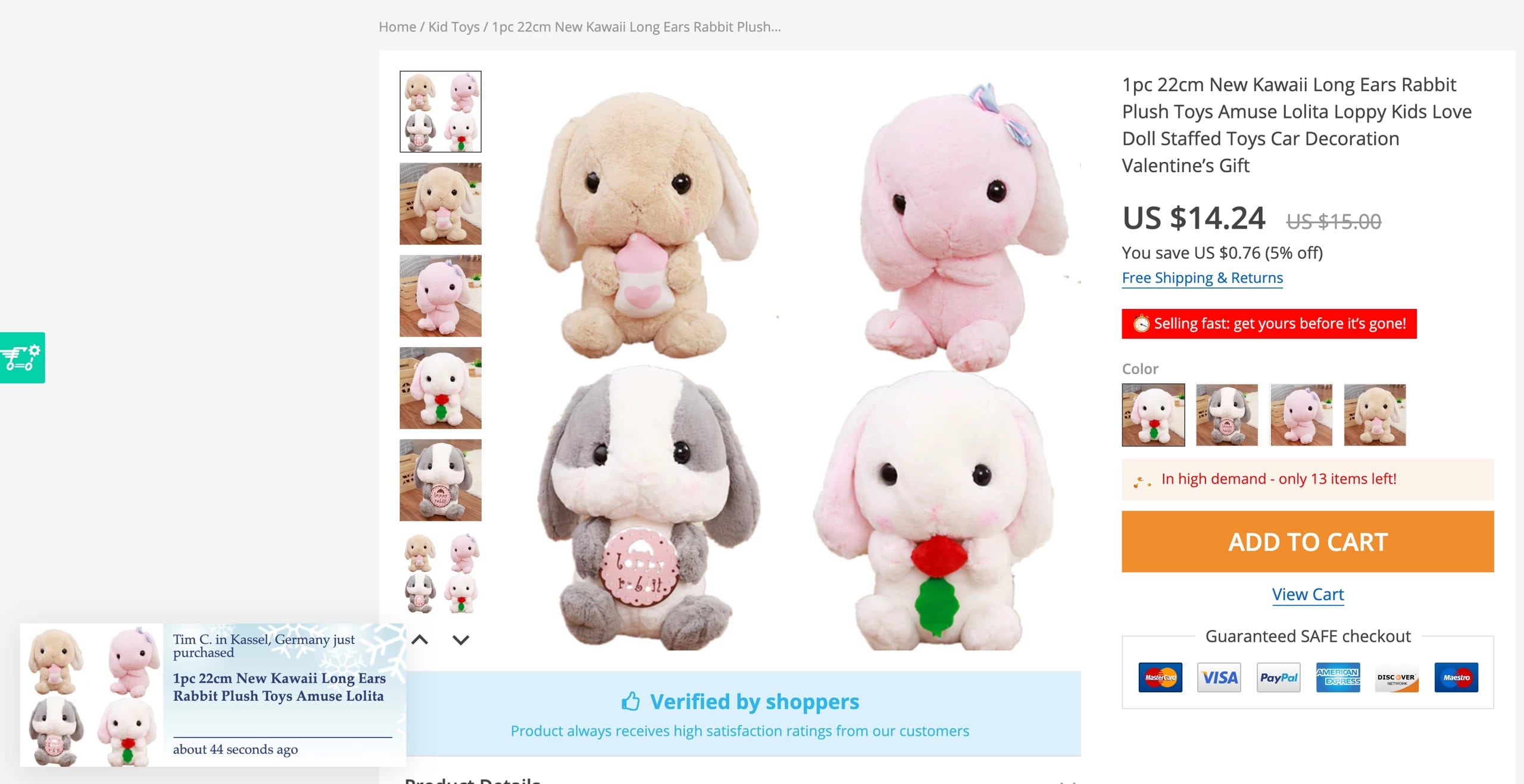 Screenshot of AliDropship add-on that adds a recent-sales pop-up widget