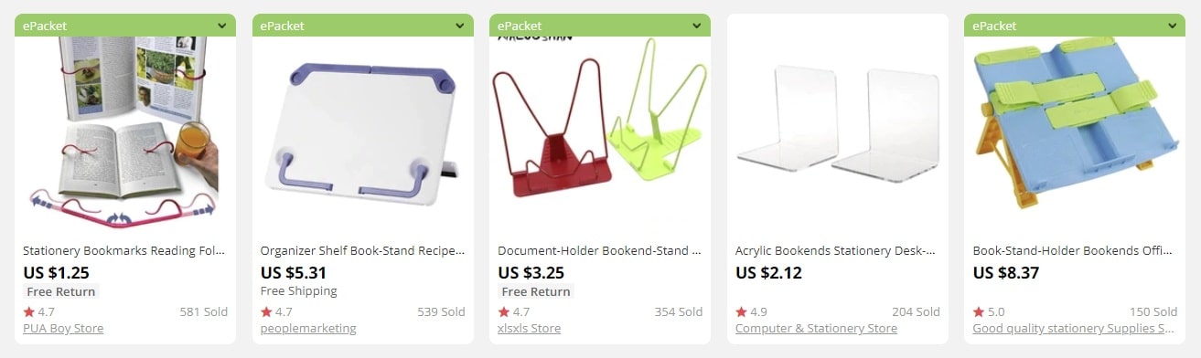 a screenshot that proves that bookends suit dropshipping perfectly