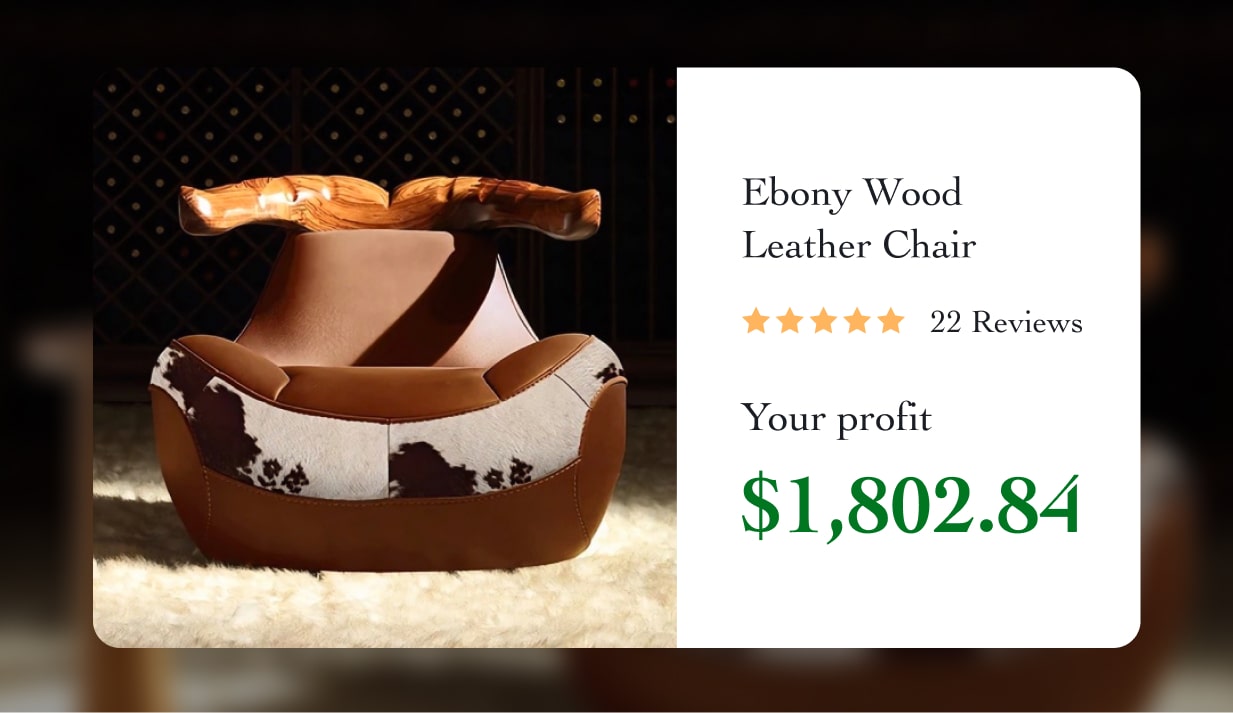 Ebony Wood Leather Chair