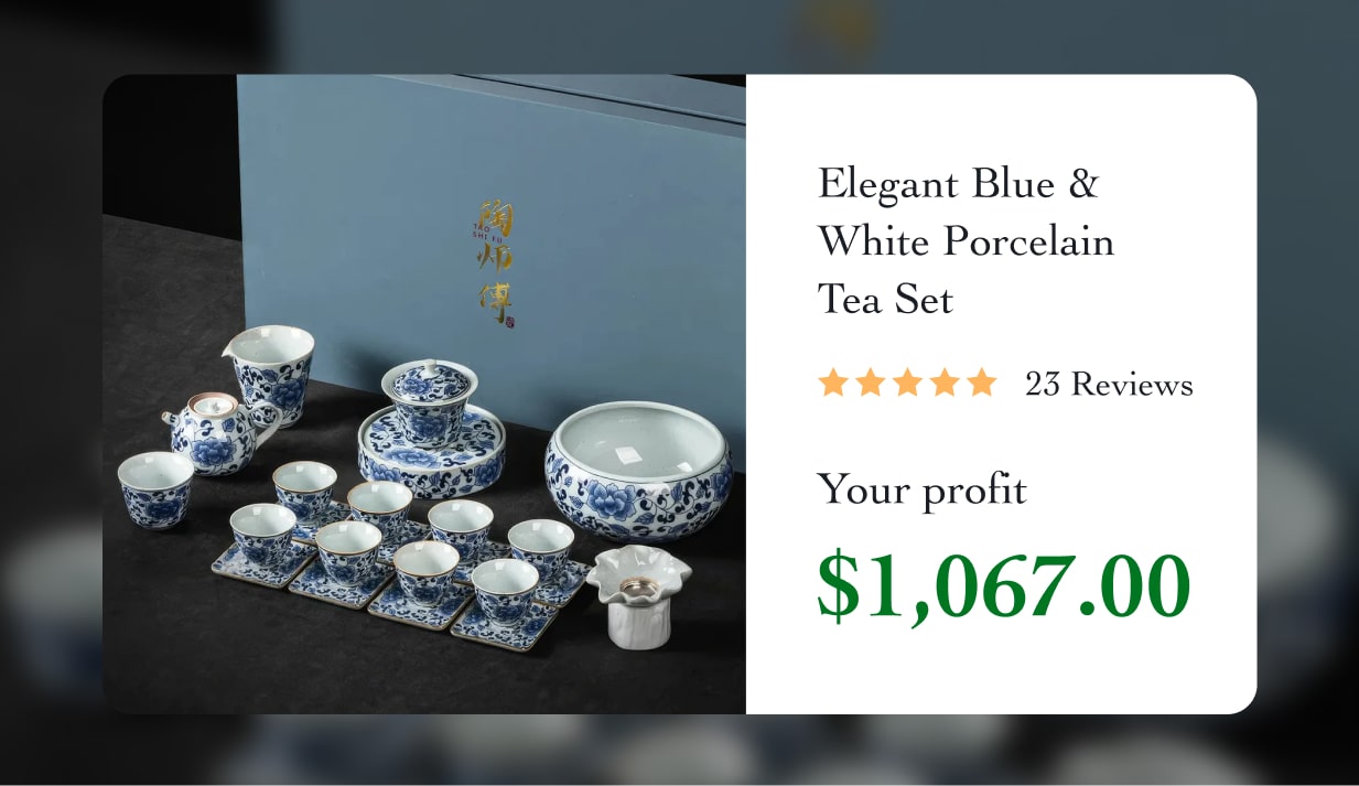 Elegant Blue & White Porcelain Tea Set