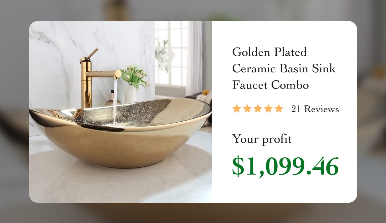 Golden Plated Ceramic Basin Sink Faucet Combo