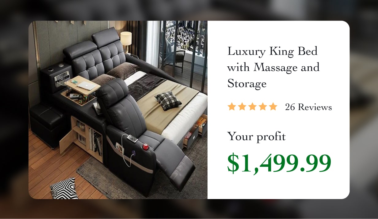 Luxury King Bed with Massage and Storage