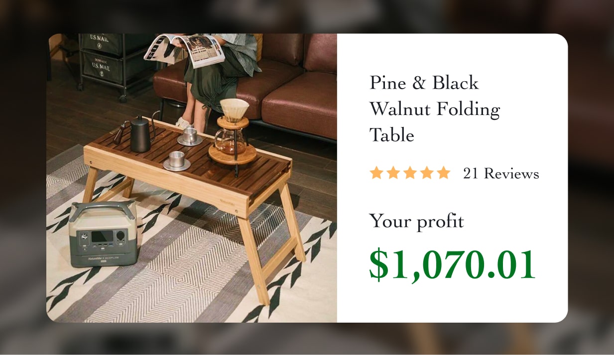 Pine & Black Walnut Folding Table