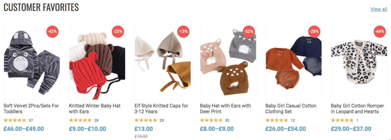 An example of a best selling product category