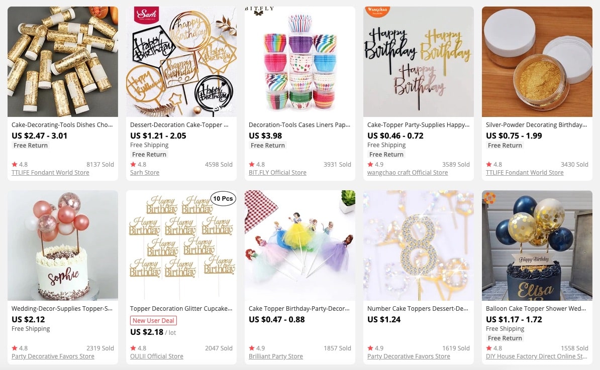 a picture showing what to sell if you dropship party supplies