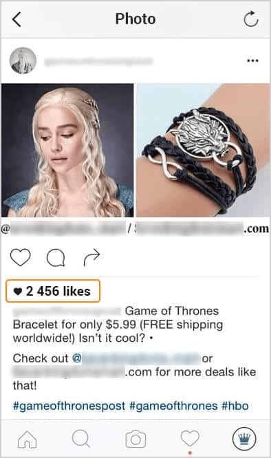 Instagram shoutout example for a dropshipping store