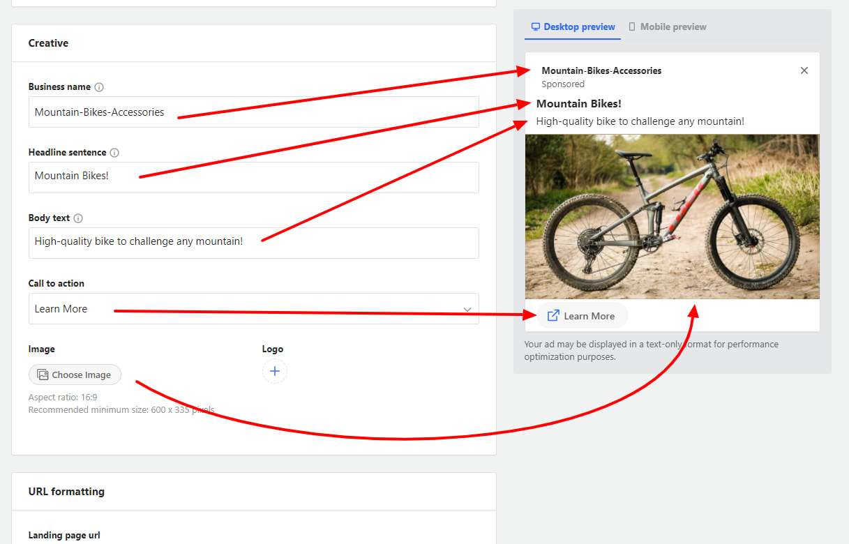 Quora image ad promoting a mountain bike