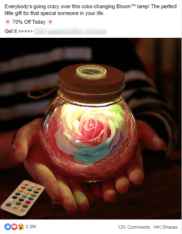A social media ad with a blurred background