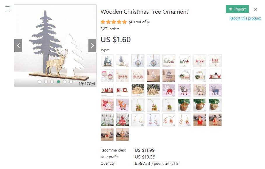 Wooden Christmas tree ornament