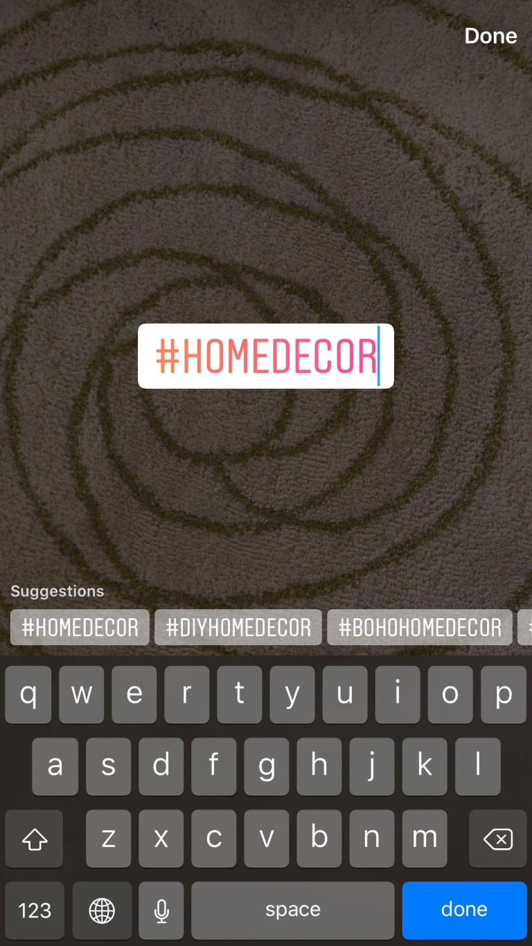 a picture showing how to add hashtags to your Instagram stories