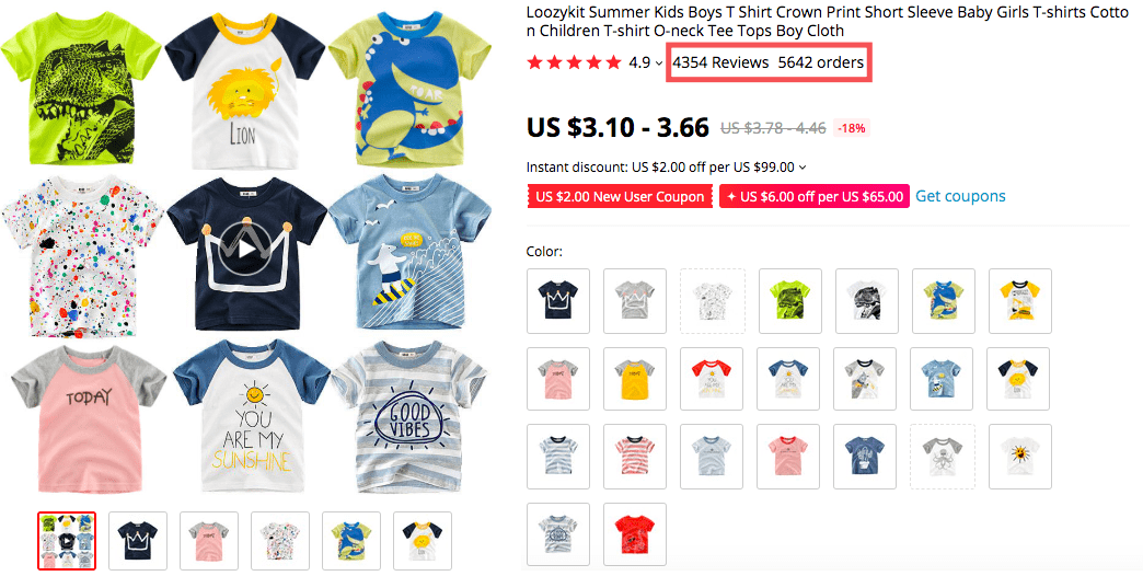 kids t-shirts to dropship on AliExpress