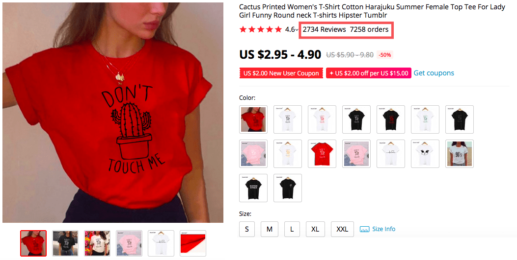 demanded t-shirts to dropship on AliExpress