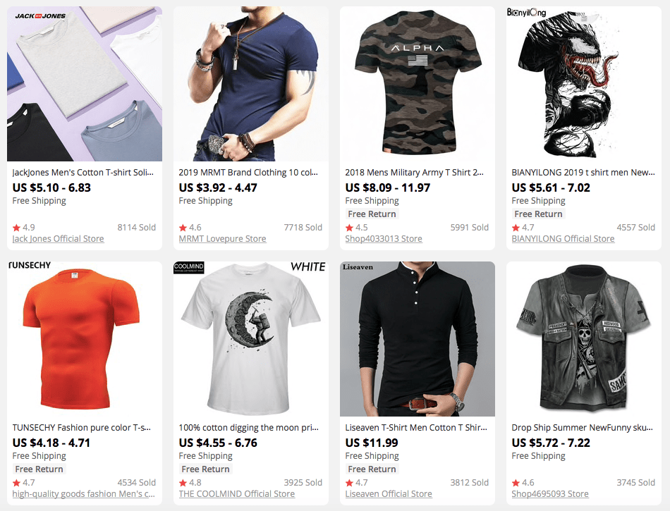 dropshipping mens’ t-shirts