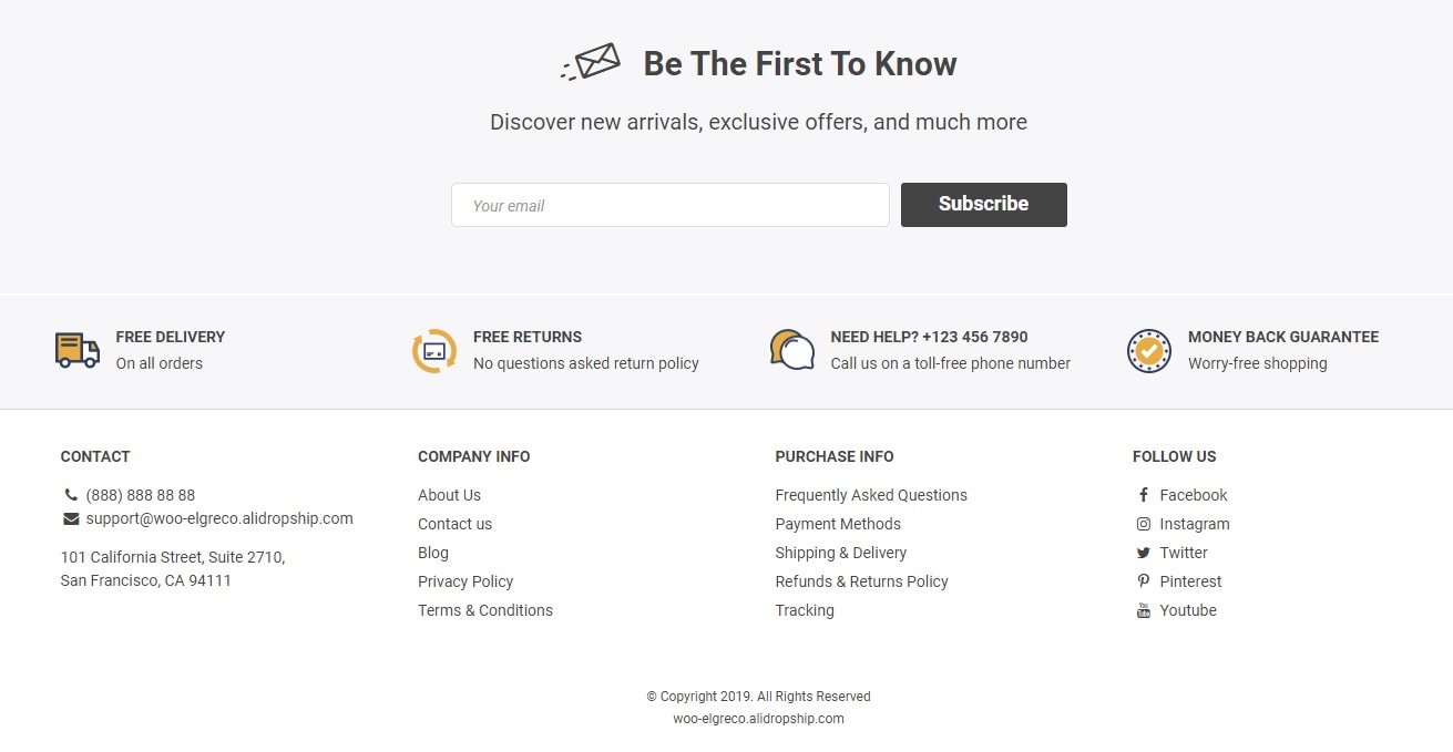 subscription form for an online store