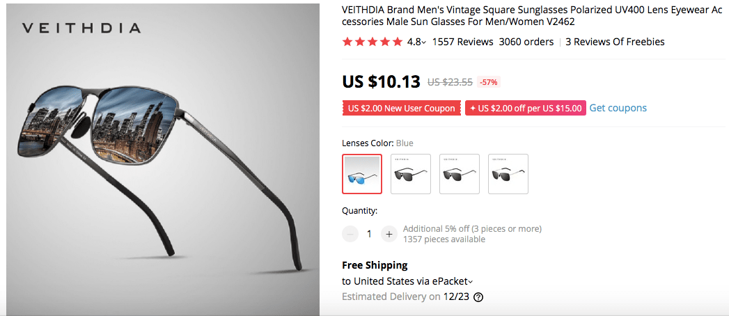 an image demonstrating men’s vintage polarized square sunglasses to resell for profit