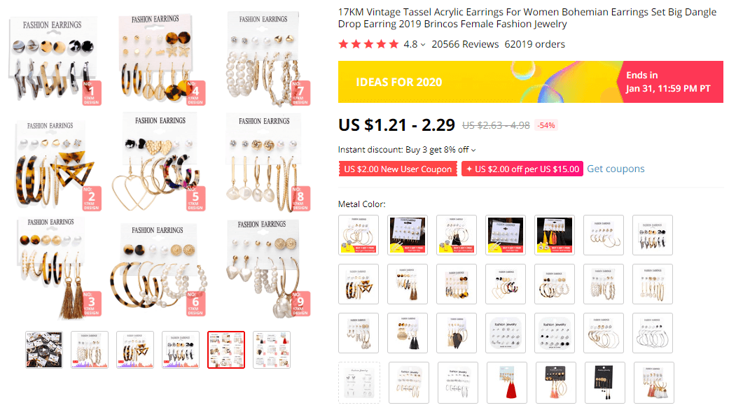 Things under 5 dollars: Acrylic Earrings on AliExpress