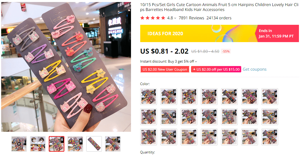 Child Hairpins on AliExpress