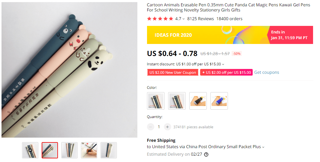 Things under 5 dollars: Cute Gel Pens on AliExpress
