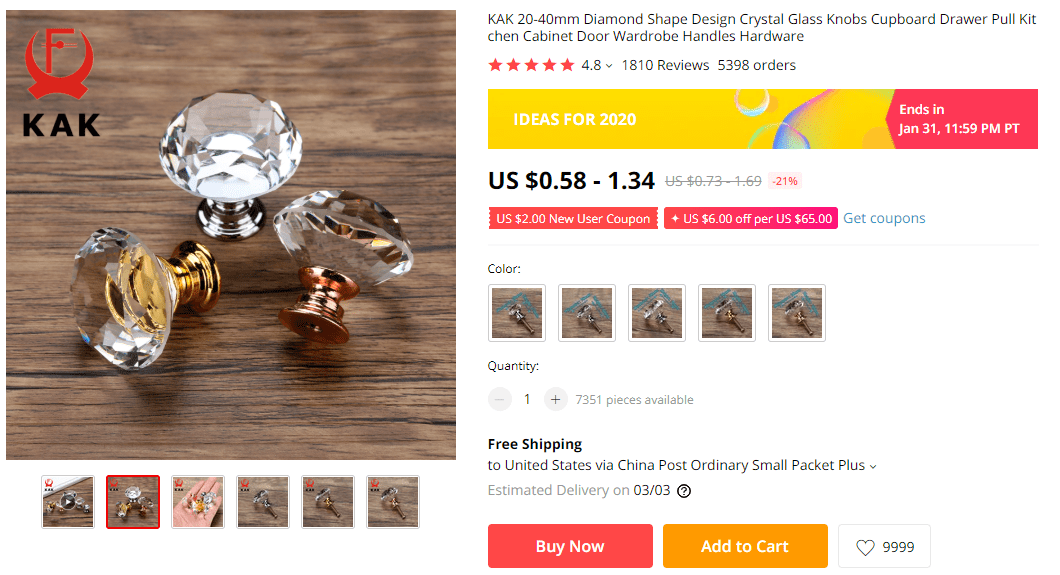 Glass Knobs on AliExpress