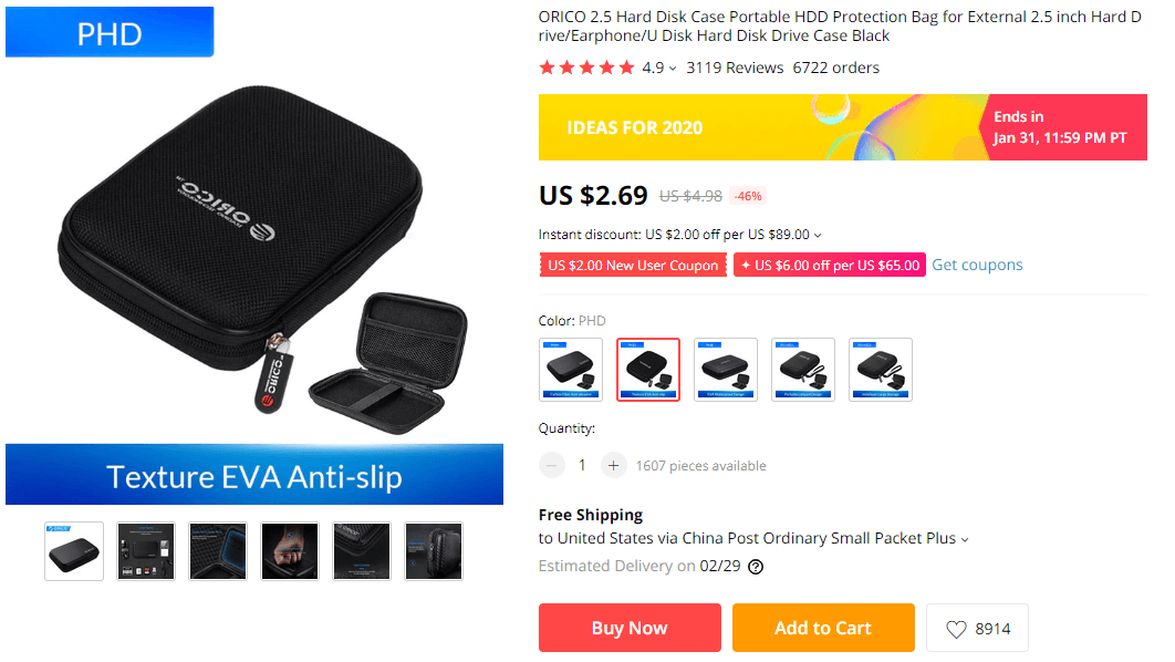 Things under 5 dollars: Hard Disk Case on AliExpress