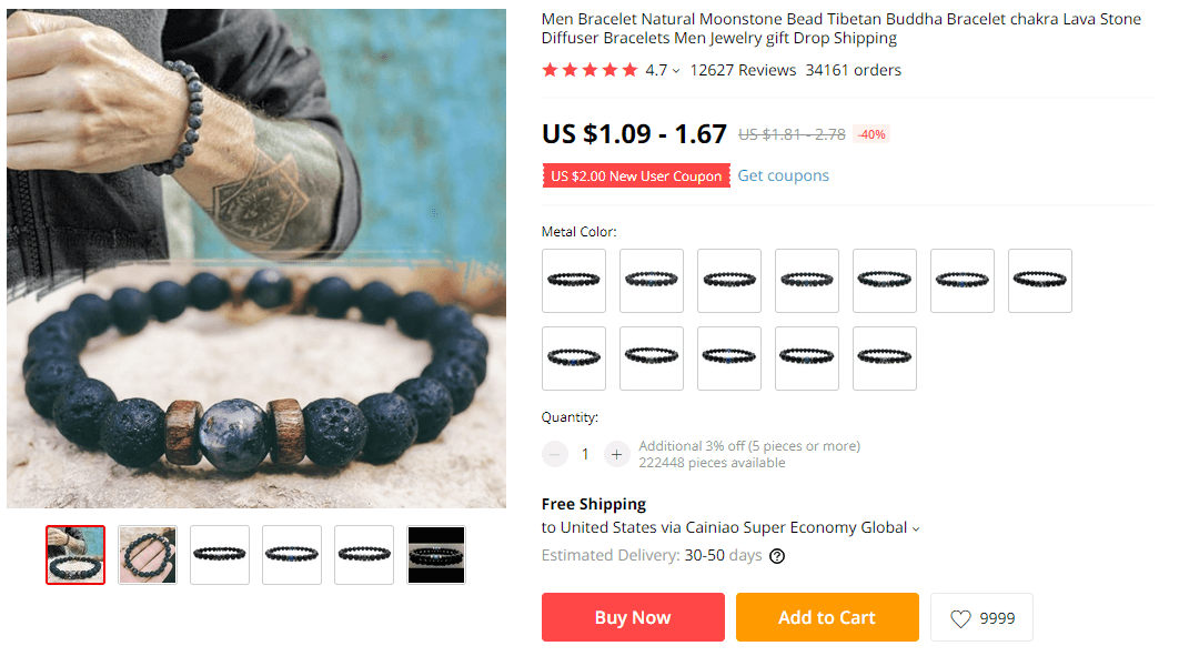Men’s Bead Bracelet on AliExpress
