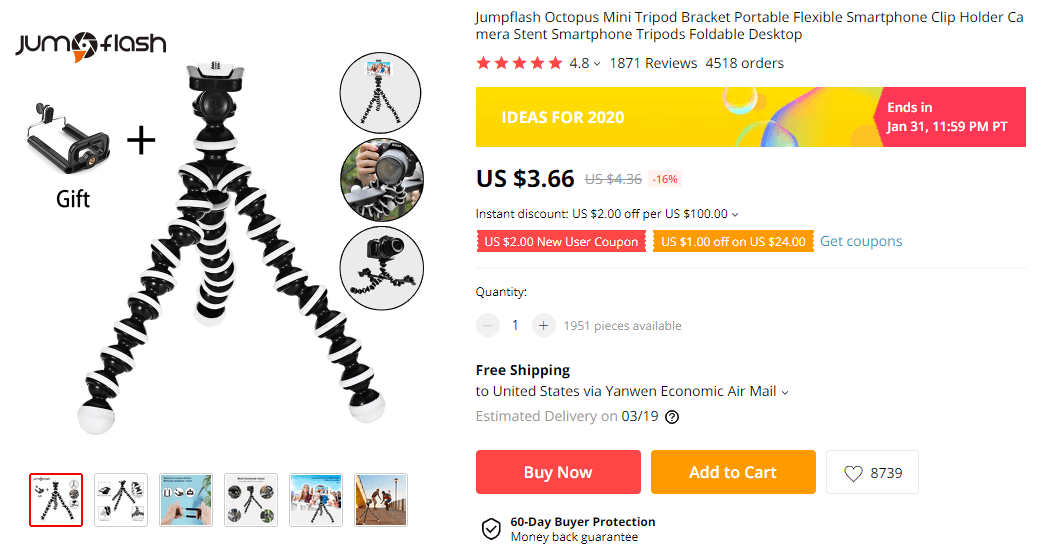 Mini Tripod For Smartphones on AliExpress