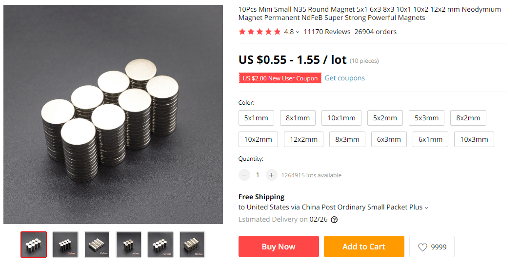 Neodymium Magnets on AliExpress