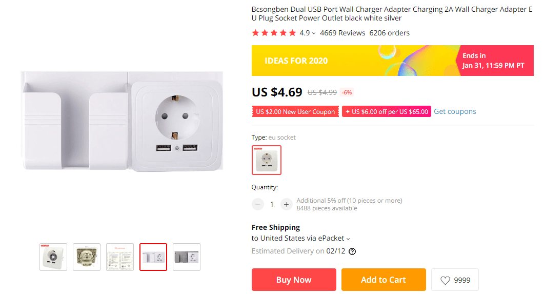 Plug Socket With USB Ports on AliExpress