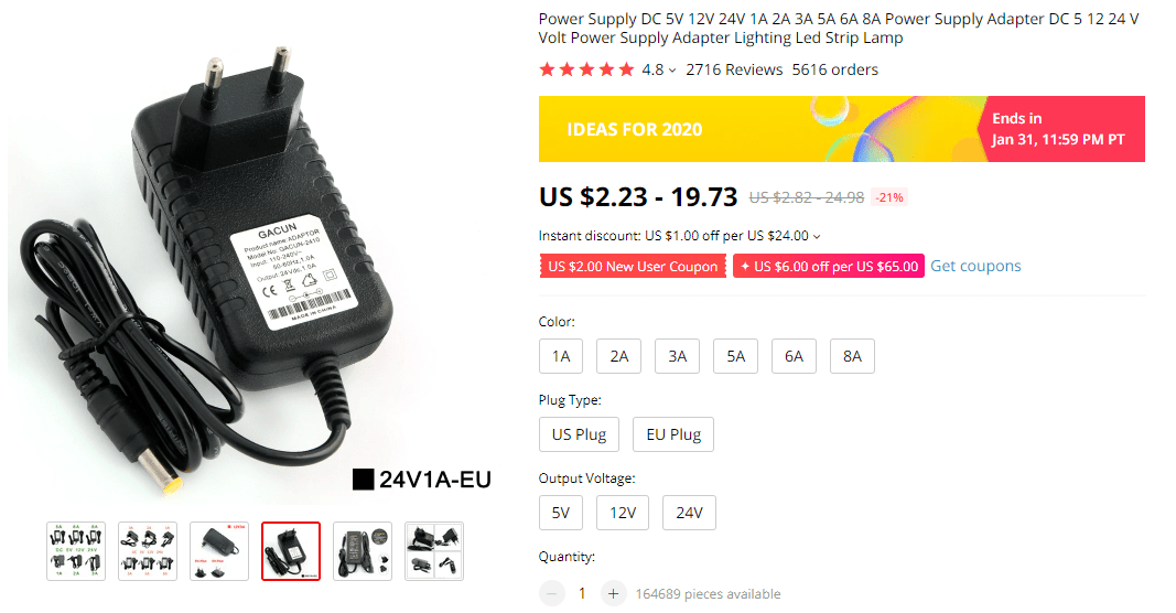 Power Supply Adapter on AliExpress