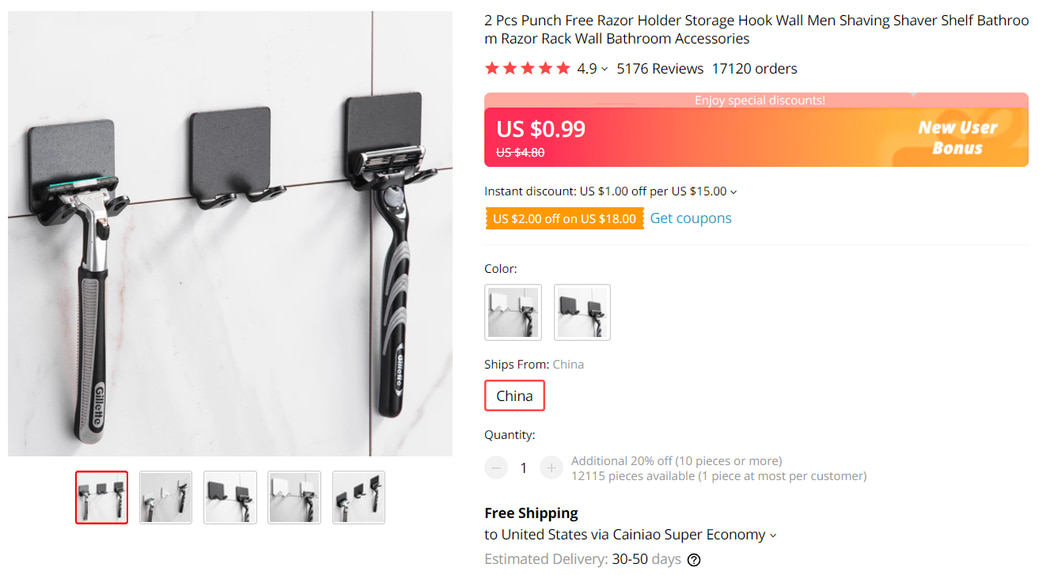 Things under 5 dollars: Razor Holder on AliExpress