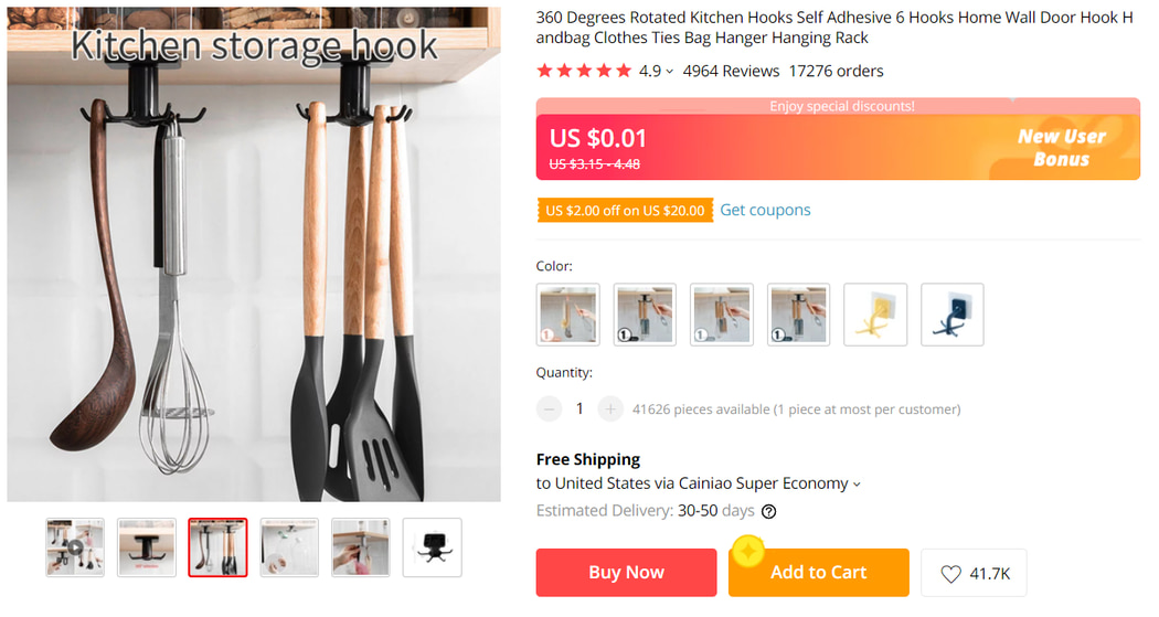 Rotating Kitchen Hook on AliExpress