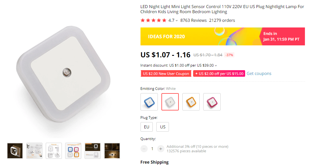 Sensor Mini Nightlight Lamp on AliExpress