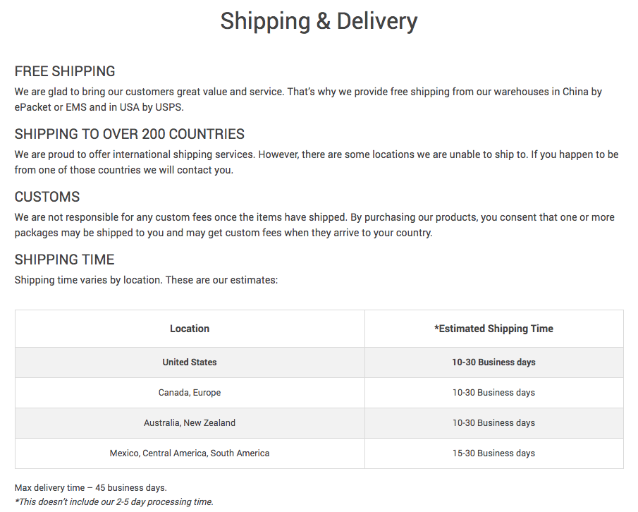 The shipping and delivery terms page you need to modify before AliExpress Chinese New Year