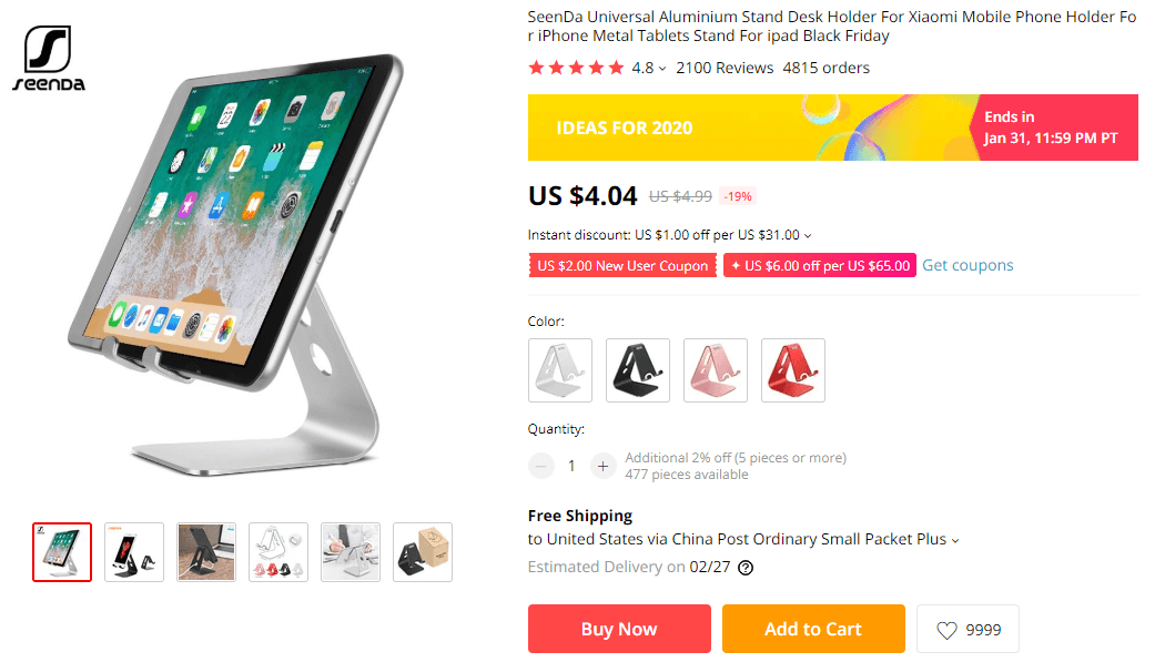 Smartphone / Tablet Holder on AliExpress
