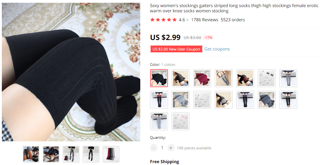 Thigh-highs on AliExpress