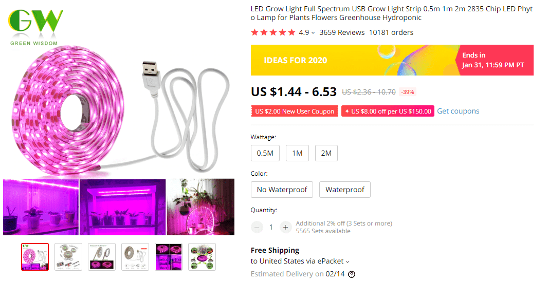 USB Glowing Strip on AliExpress