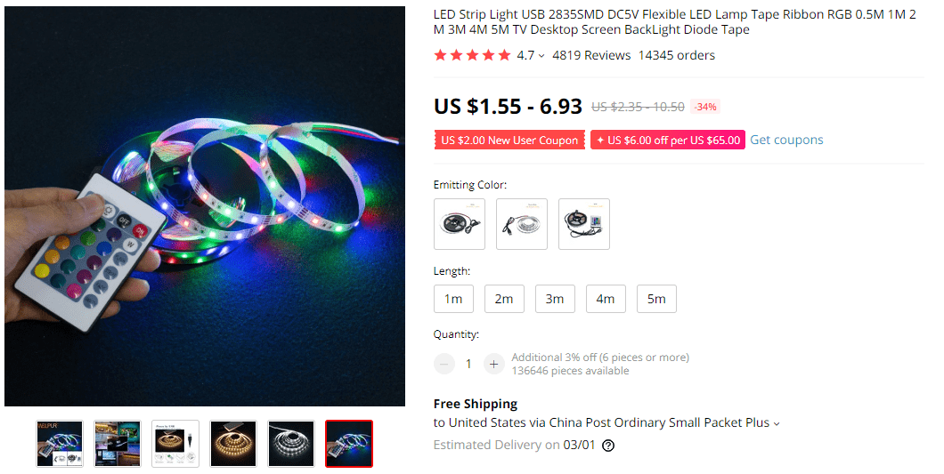 USB Light Strip on AliExpress