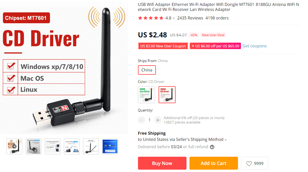 USB Wi-Fi Adapter on AliExpress