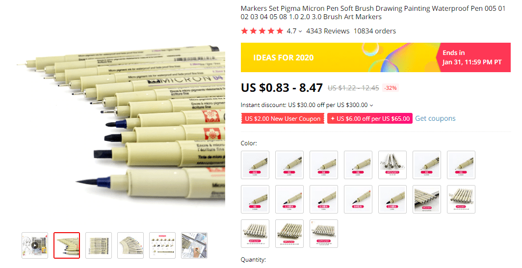 Things under 5 dollars: Waterproof Markers on AliExpress