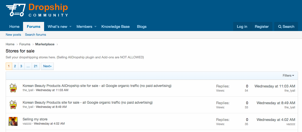 AliDropship forum where you can find a dropshipping business for sale.