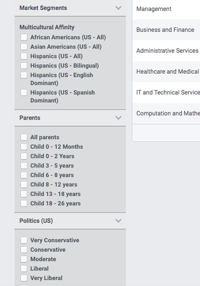Audience Insights advanced demographics - picking market segments, parents and political views.