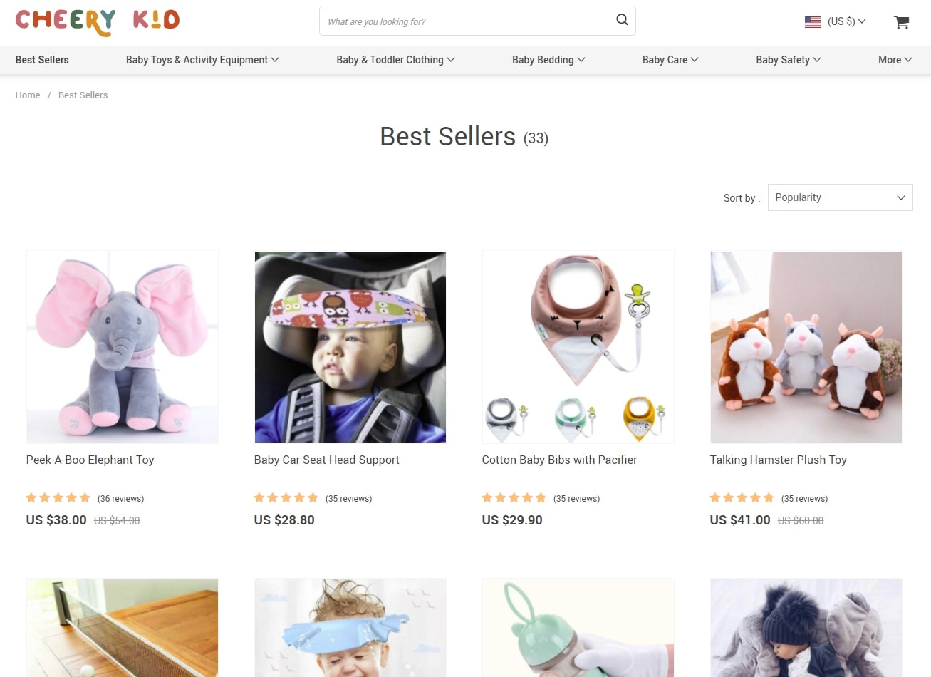 Cheery Kid's Best Sellers category containing the top child products