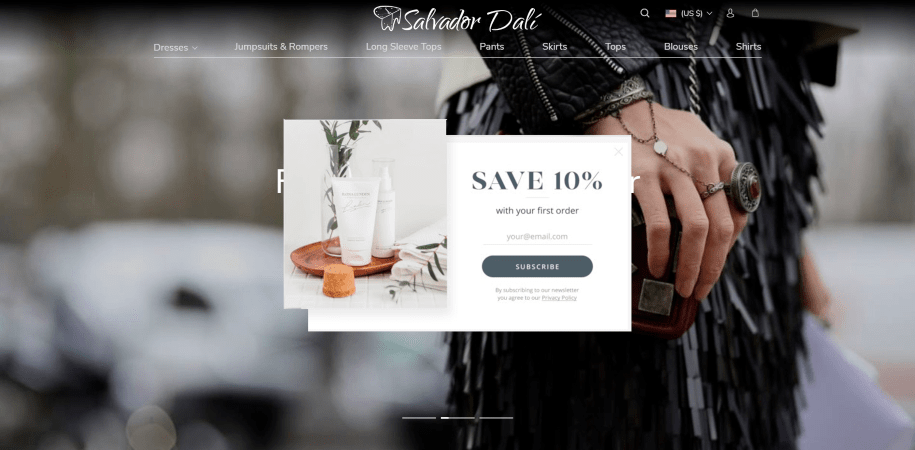 An example of a pop-up offering a discount to a first-time buyer