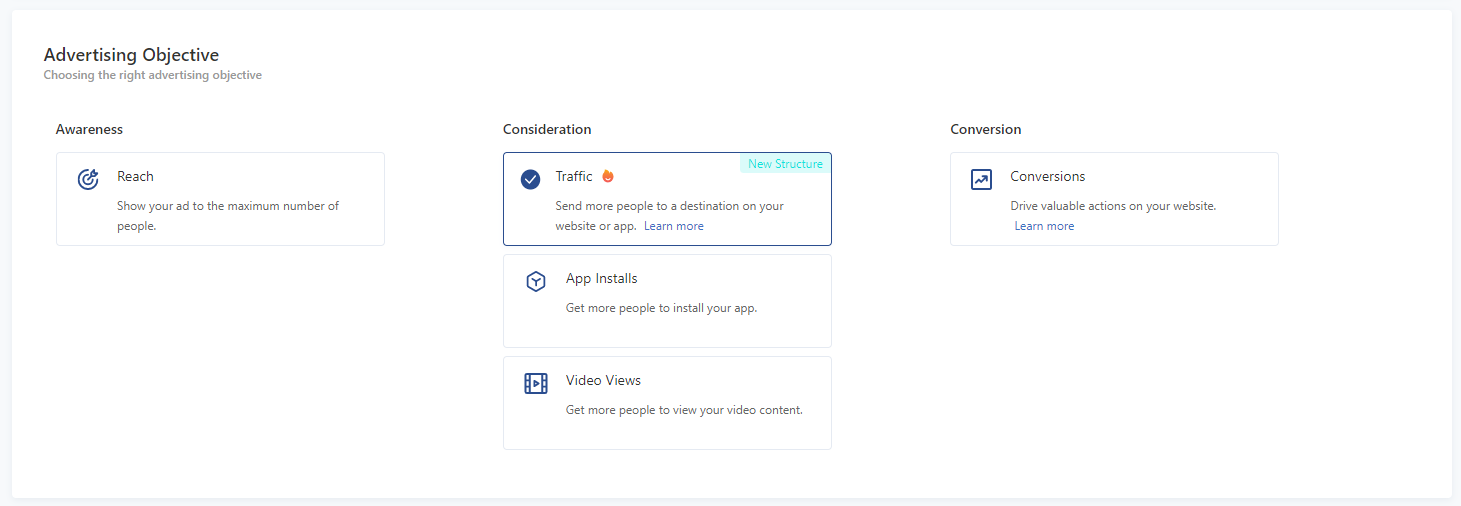 Choosing advertising objective