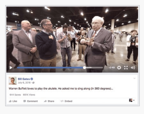 An example of Facebook 360 feature