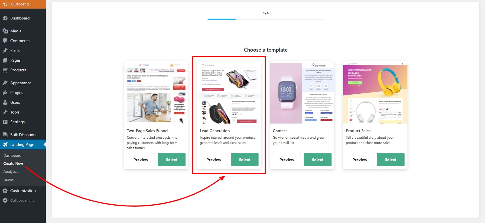 Creating a landing page with the Landing Pages add-on