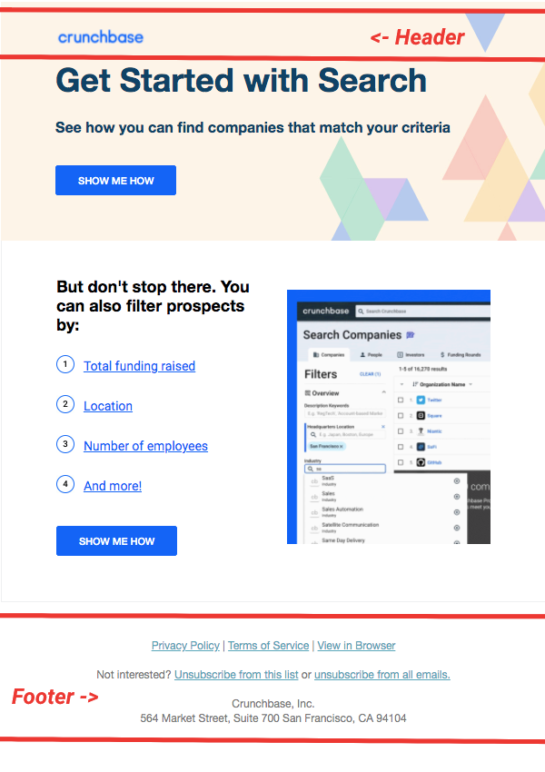 Header andfooter in an email template