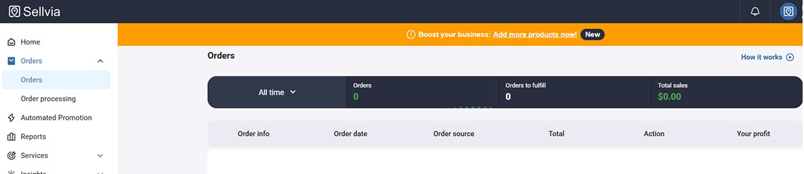 dashboard orders