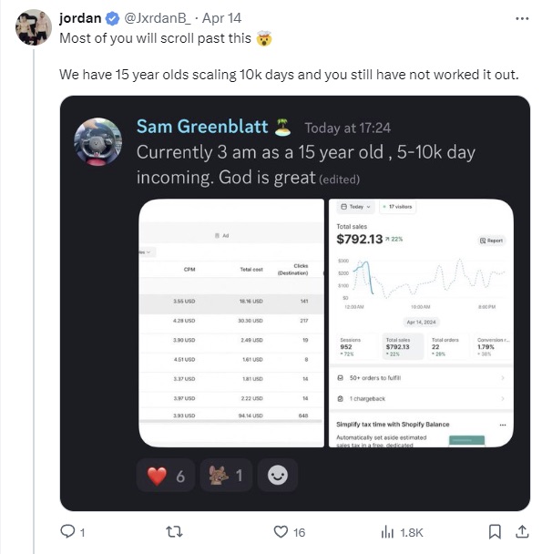 a picture showing how dropshipping newcomers make money online despite their age
