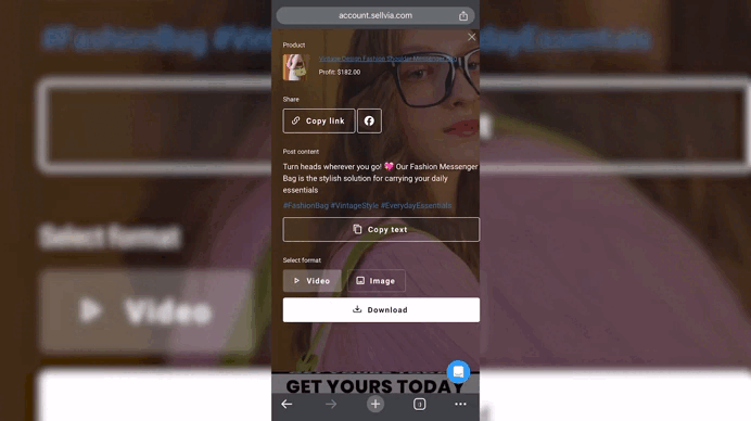 Select the product post you want to share first
